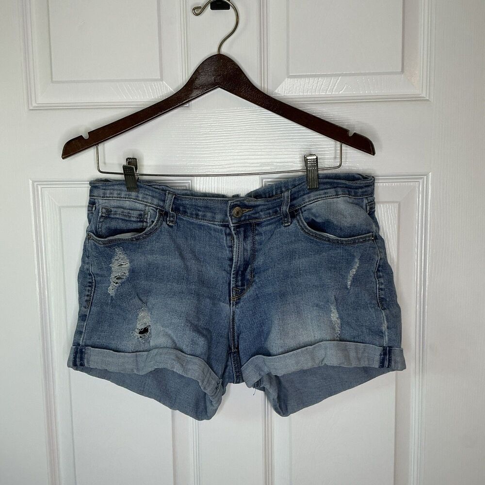 Old Navy Womens 10 Standard Distressed Denim Shorts With Rolled Hem